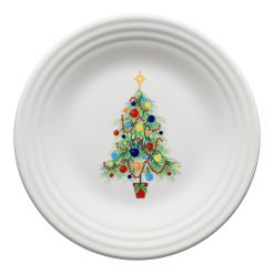 Retired Christmas Tree on White Classic Rim 9 Inch Luncheon Plate